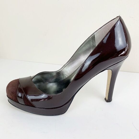 Marc Fisher Brown Patent/Suede Platform Heels - Picture 3 of 8